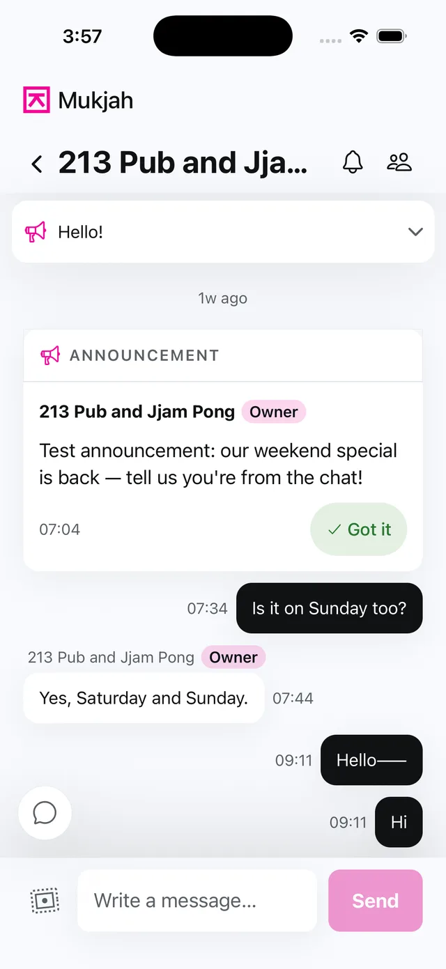 Owner's chat